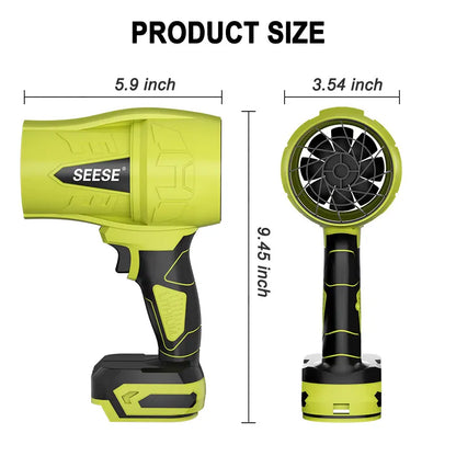 SEESE Cordless Leaf Blower & Turbo Fan – Brushless Pure Copper Motor, Jet Fan with Battery – Super Power Air Duster for Car Drying, Snow Removal, Home Cleaning