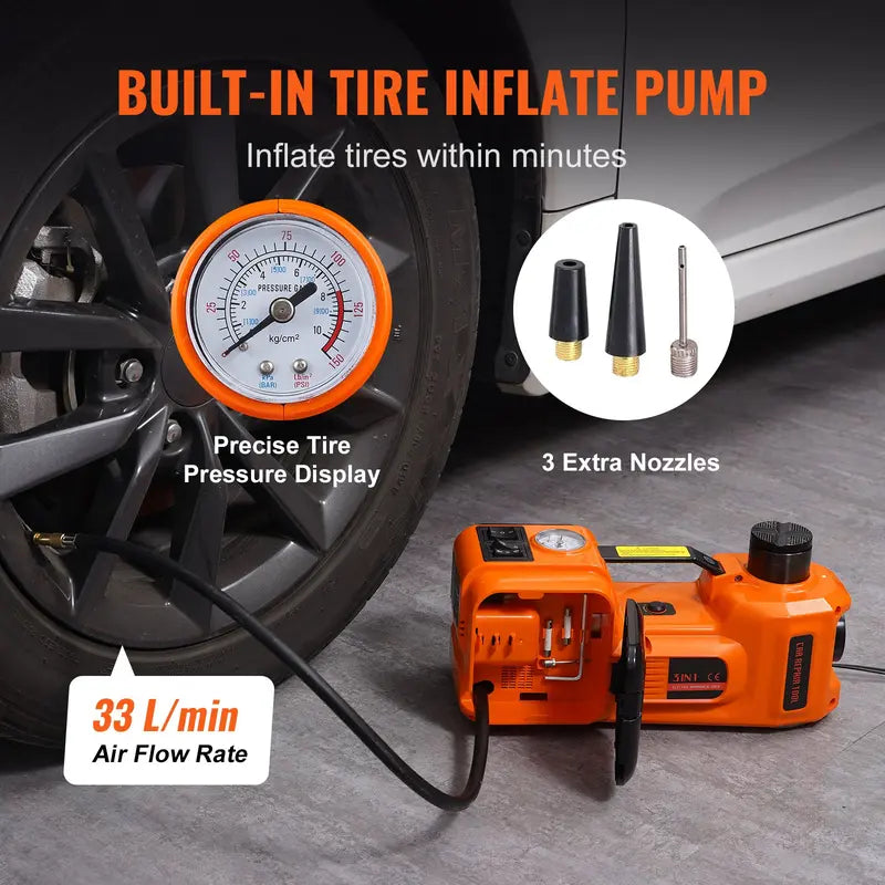 VEVOR Electric Car Jack Set – 5T/11023 LBS Hydraulic Jack + Impact Wrench + Air Pump + LED Light, Portable Tire Lift for SUV Truck – TikTokShopBlackFriday