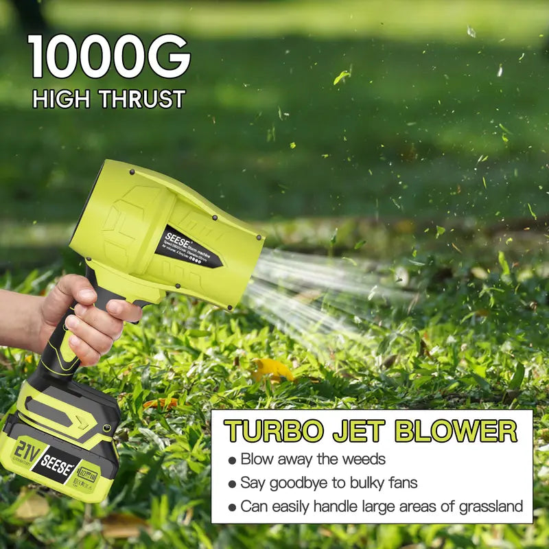 SEESE Cordless Leaf Blower & Turbo Fan – Brushless Pure Copper Motor, Jet Fan with Battery – Super Power Air Duster for Car Drying, Snow Removal, Home Cleaning