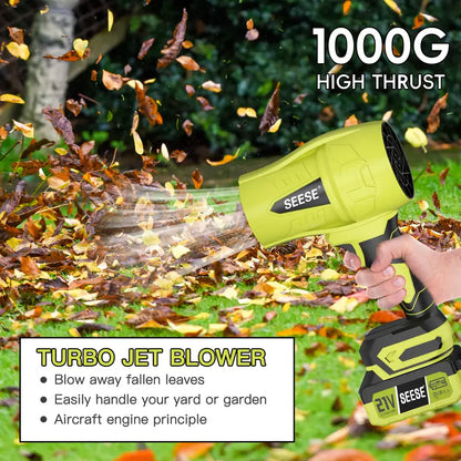 SEESE Cordless Leaf Blower & Turbo Fan – Brushless Pure Copper Motor, Jet Fan with Battery – Super Power Air Duster for Car Drying, Snow Removal, Home Cleaning